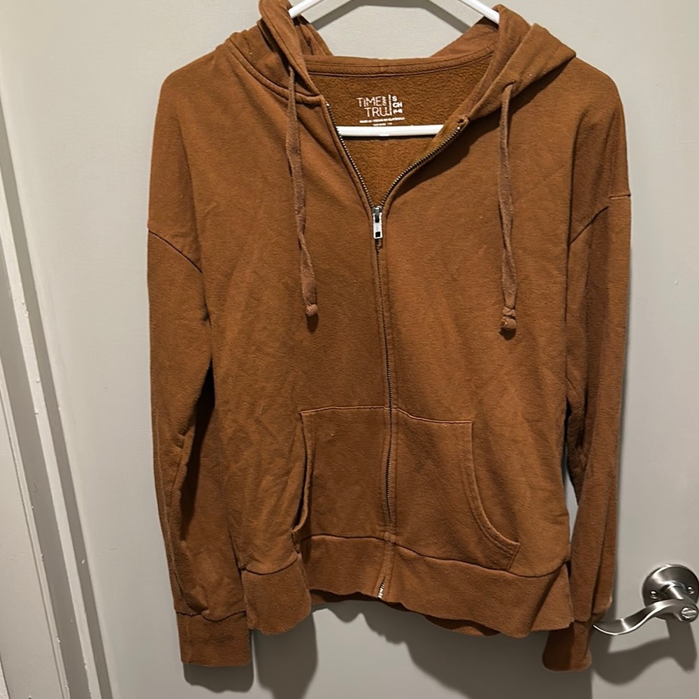 Time and Tru Tan Zip-Up Hoodie